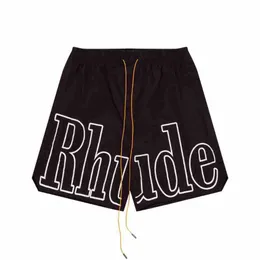 Mens Short Rhude Shorts Designer short men Summer jorts Quick Drying Elastic Mid Waist Drawstring Drawstring Beachwear Loose Sports Shorts For Men