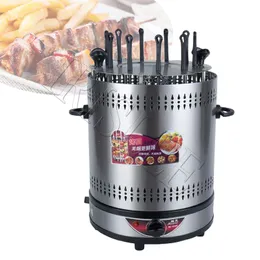 6 pinnar rostfritt stål elektriskt rökfri kebab maskin vertikal bbq kött roterande kebab spett grill tillverkning maskin