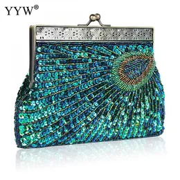 Hobo yyw Abend Clutch Geldbeutel Frauen Taschen Tasche Tiny Glass Perlen Vintage Pailletten Clutches Fashion Party Hochzeit Handtasche Luxusumbetasche HKD230817