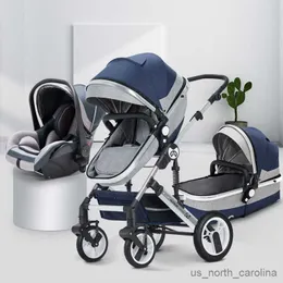Barnvagnar# 2023 Ny babyvagn Baby Barnvagn 3 i 1 Hög Landscape -bilvagn med Bassinet Nyfödd Portable Travel Baby Carriage R230817
