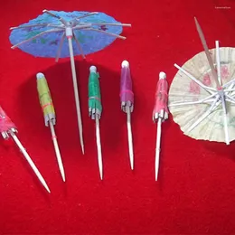 Disposable Dinnerware 50Pcs Paper Cocktail Umbrellas Stick Decorative Picks Wedding Birthday Party Fruit Cupcake Dessert Buffet Parasols