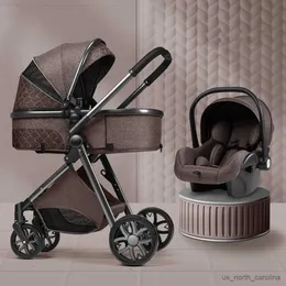 Strollers# Luxury Baby Stroller 3 in 1 High Landscape Baby Cart Can Sit Can Lie Portable Baby Cradel Infant Carrier R230817