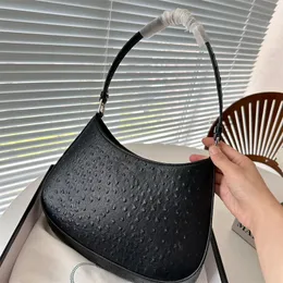 Designer Ostrich skin bag Luxurys Crossbody bags Hobo Cleo Shoulder Purse Leather Women Tote Bags Design Cross Body Handbag Black Handbags
