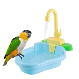 Other Pet Supplies Bird Bath Tub Parrot Automatic Bathtub with Faucet Shower Bathing Feeder Bowl Pool Supply 230816