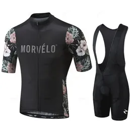 사이클링 저지 세트 Morvelo Summer Pro Men 's Cycling Jersey Suit Mountain Bike 트라이 애슬론 빠른 건조 통기성 자전거 의류 Ropa Ciclismo 230817