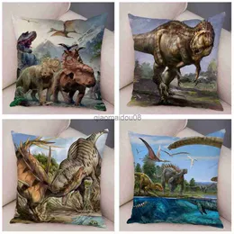 Pillow Case Jurassic Dinosaurierkissen Deckung Dekorative Wildtierprotokollhülle für Auto Sofa Wohnkoffer 45x45 cm HKD230817
