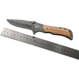 Damasco Stamping Knife pieghevole Multifunzione Multifunzione tasca da campeggio Catto di caccia in legno Blade per esterni EDC Cutter