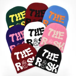 Beanieskull Caps Yüksek Kaliteli Örme Beanie Şapka Punk Kapağı Mektubu Risk Zar Jacquard Hat y2k Kadınlar Erkekler Tasarım Hiphop Tasarım Şapkası Aksesuarları 230816