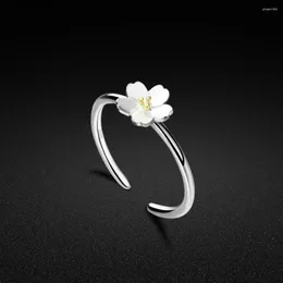 Cluster Rings Women's Original 925 Silver Ring Simple Style Flower Girl's Charm Jewelry Solid Open Free Justering