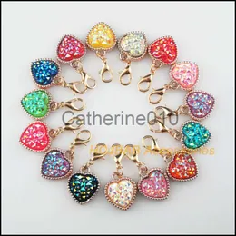 Collane a ciondolo 15pcs kc oro color cuore fiore fiore incantesimi di resina miscelati con fermagli artigli di aragosta 15,5x18,5 mm J230817