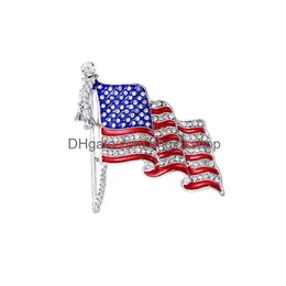 Stift broscher mode kristall handgjorda USA flagga lapel stift unika strass smycken gåva droppe leverans dhofk