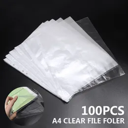 Other Office School Supplies 100PcsSet A4 Clear Folder 11 Holes Loose Leaf Transparent Paper Storage Bag Documents Sheet Protector Organizer Files 230816