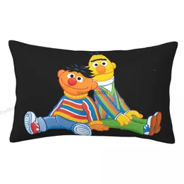 Pillow Case Bert und Ernie Polyester Hülle Sesame Street Puppe Cartoon Wohnzimmer Dekorative Atmungsabdeckung HKD230817