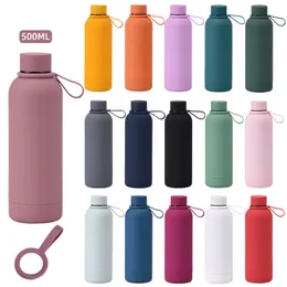 Bottiglie d'acqua in acciaio inossidabile da 500 ml 15 colori metallo a prova di perdite durevole sport colorato bottiglia da viaggio da viaggio da viaggio per esterni tazze Q479