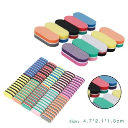 Mini Oval Nail Buffer Block Foot Rasps Double Sided Mixed Color DIY High Elastic Sponge Professional Polishing Care Repairing Polish Nails Art Tool LT0085