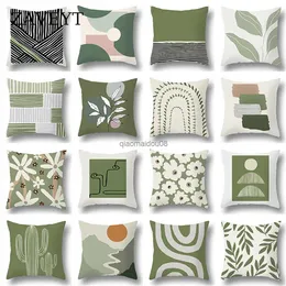Pillow Case Zaveyt New Green Series Plant Cushion Cover Hülle für Sofa Bett Home Dekorationsmuster Polyesterdruck 45x45 HKD230817