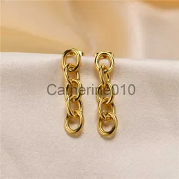 Charm Modyle Gold Renk Paslanmaz Çelik Bağlantı Damla Zinciri Earr Kadınlar için Yeni Moda Songle Ear Takı Accessoires J230817