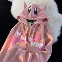 نساء هوديس من النوع الثقيل kawaii خطاب البلاغ الشارع الشارع zip up هوديي أنيمي الملابس harajuku tops plqg