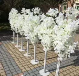 wedding Flowers decoration 5ft Tall 10 piecelot slik Artificial Cherry Blossom Tree Roman Column Road Leads For Wedding party Mal1844472 LL