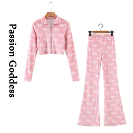 Womens Two Piece Pants Cute Women 2 Velvet Sets Loungewear Tracksuits Babe Letter Printed Zipper Jackets High Waist Flare Outfits 230817
