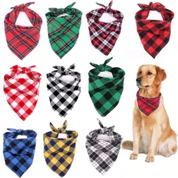 Собачья одежда Бандана Рождественская клетчатая клетчатая однослойная шарф треугольник