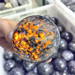 Decorative Figurines Natural Gemstone Quartz Crystal Ball Glittery Yooperlite Sphere For Healing Fengshui Decoration