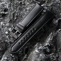 Посмотреть полосы японской казенной казенной ремешки ручной работы 18 19 20 21 22 мм чернокожих браслетов Ультратонкие винтажные роскошные кожаные часы 230817