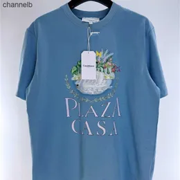 Męskie koszulki Casablanca Plaza T-shirty Mężczyźni Kobiety Najlepsza jakość harajuku luźna swobodna para krótkiego rękawu casa blanca t shirt top tee hkd230817