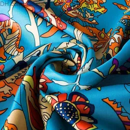 Scarves Fashion Tree Floral Print Scarf Designer Brand Luxury Women H Shawls Foulard Femme Blue Large Twill Silk Scarfs Dropshipping 130130CM Z230817