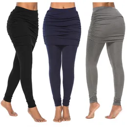 Leggings femininas Fake Duas peças Pontas de leggings Slim leggings calças mulheres calças calças de calça de plataforma de quadril de quadril ladeiras laterais coloridas laterais de colorido 230816