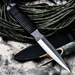 Survival Straight knife Titanium Coated Drop Point Blade Outdoor Camping Hiking Hunting Tactical Knives With Outdoor knives are sharp and hard