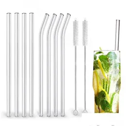 Drinking Straws Clear Glass Sts For Smoothies Cocktails Healthy Reusable Eco Friendly Drinkware Accessory Drop Delivery Home Garden Ki Dhvke