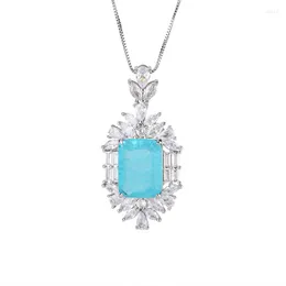 Łańcuchy trend mody S925 Srebrny Inkrustowany 5A cyrkon Ladies Personality Paraiba Naszyjnik wisiorek