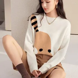 Women's Sweaters Wisher&Tong Women Autumn Winter 2023 Long Sleeves O-neck Knitted Loose Sweater Pullover Casual Chic Tops Pull Femme