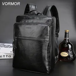 Torby szkolne marka Vormor Waterproof 156 -calowy plecak laptopa mężczyźni plecaki pu skórzane plecaki dla nastolatków swobodne plecaki dzienne Mochila Mężczyzna 230817