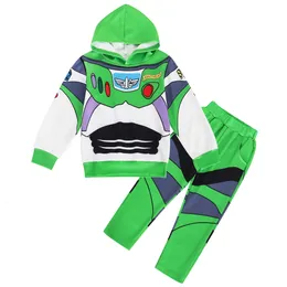 Zestawy odzieży Jurebecia Boys Ubieraj się kostiumów Buzz Lightyear Costume Pullovertrousers for Kids Halloween strój świąteczny 230818