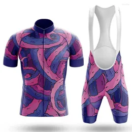 Set da corsa Tentacoli viola Set di petto di pezzetto Shorts Bike Shirt Cycle Cycle Caglo per abiti a maniche corte in discesa in discesa MTB Mountain Suit