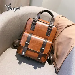 School Bags YBYT vintage PU leather women rucksack anti theft laptop backpack big capacity waterproof travel bag student school backpacks 230817