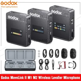 Microphones Godox MoveLink II M1 M2 2.4GHz Wireless Lavalier Microphone Transmitter Receiver for Phone DSLR Camera Smartphone Mic HKD230818