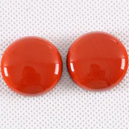 Boncuklar 25mm Yuvarlak Cabochon Kabin Doğal Taş Kırmızı Jaspers Delilen Delik Boncuk Kadınlar Erkekler DIY Mücevher Yapımı Halkası 2pcs/Lot K1069