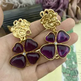 Backs Earrings Vintage Medieval Four-leaf Clovers With Fresh And Elegant Beauty Perfect Ear Ornaments Court Style Noble Jewelry Clips
