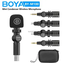 Microphones boya by-m100ミニコンデンサーワイヤレスマイクプラグアンドプレイPCモバイルAndroid YouTubeライブストリーミングオーディオレコーディングVLOG HKD230818