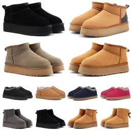 Avustralya için Uggity Boots kadın botları kadın ultra mini platform botları tazz kürk terlik tasarımcısı Tasman Shearling terlik süet yün Kış Avustralya 36-43