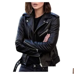 Kvinnorjackor Kvinnor Autumn Coat Jacket Outwear Slim Pu Leather Kortrockar för hösten 2021 Womens Clothing Drop Delivery Apparel Oute Dhekv