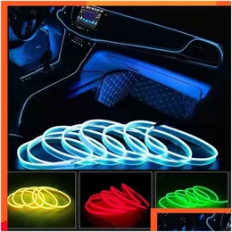 Decorative Lights 10M Mobile Atmosphere Lamp Car Interior Lighting Led Strip Decoration Garland Wire Rope Tube Line Flexible Neon Li Dhf4P