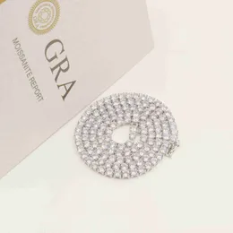 4mm 925 prata esterlina de alta qualidade wuth gra jóias Bling Pass Diamond Tester Moissanite Cadeia de tênis natural para homens