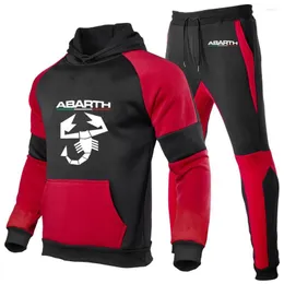 Męskie dresy 2023 Mężczyźni Abarth Spring Autumn Hoodies Spodnie Dwuczęściowy fitness pullover bluza