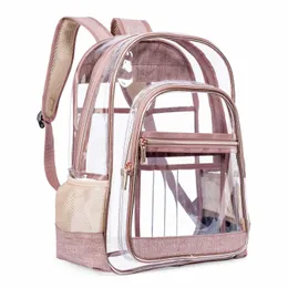 Sacos escolares LOKASS 156 polegadas laptop grande mochila transparente PVC multipocket escola borda rosa 230817
