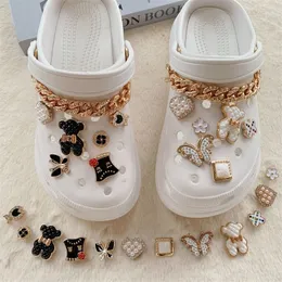 Sko delar tillbehör 15st Set Shoes Charms Luxury Bling Chain Diy Metal Decoration Buckle for Women Girls Gift Shoelace 230816