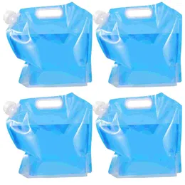 Raincoats 4 Pcs Plastic Go Containers Freezable Water No- Leak Bags For Drinking Emergency Collapsible Foldable